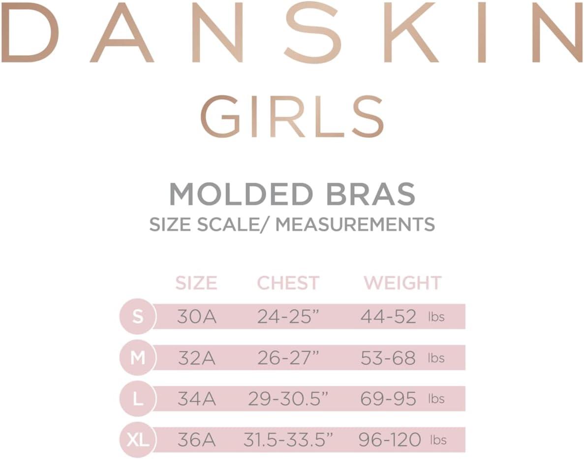 imageDanskin Girls Training Bra 4 Pack Wireless Molded Cup Bras for Teens with Adjustable Straps Sizes 30A36APink BlissWhite Molded