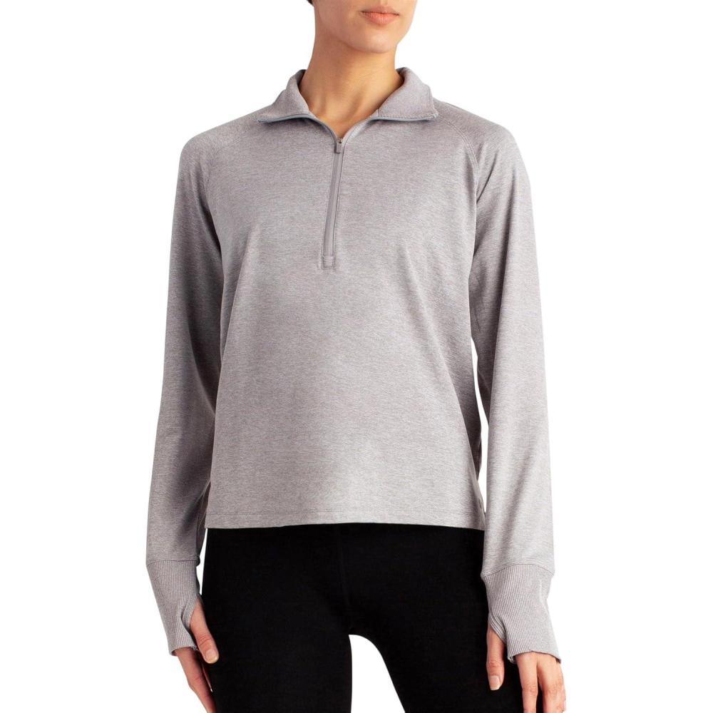 imageDanskin Supersoft Quarter Zip PulloverSilver Melange