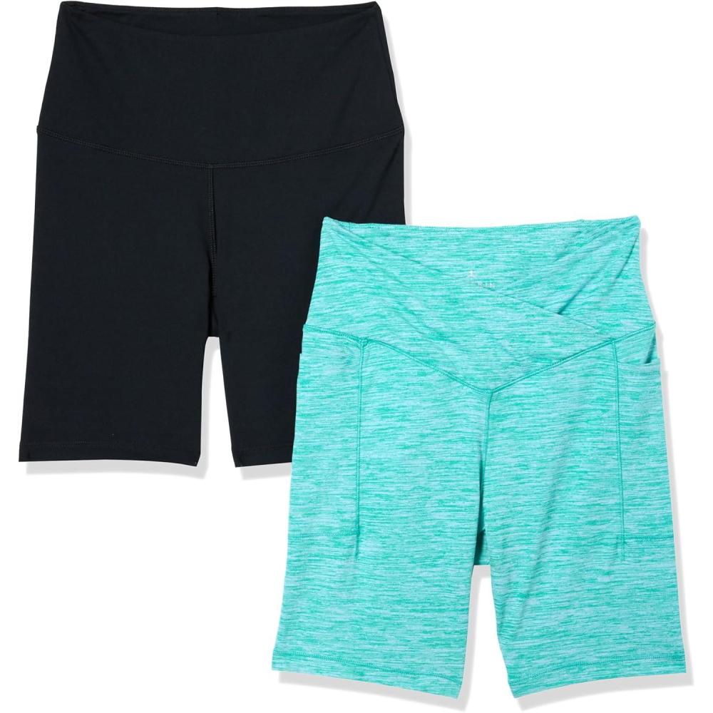 imageDanskin Womens 2Pack 7quot Active Bike ShortsBaltic HeatherBlack Salt