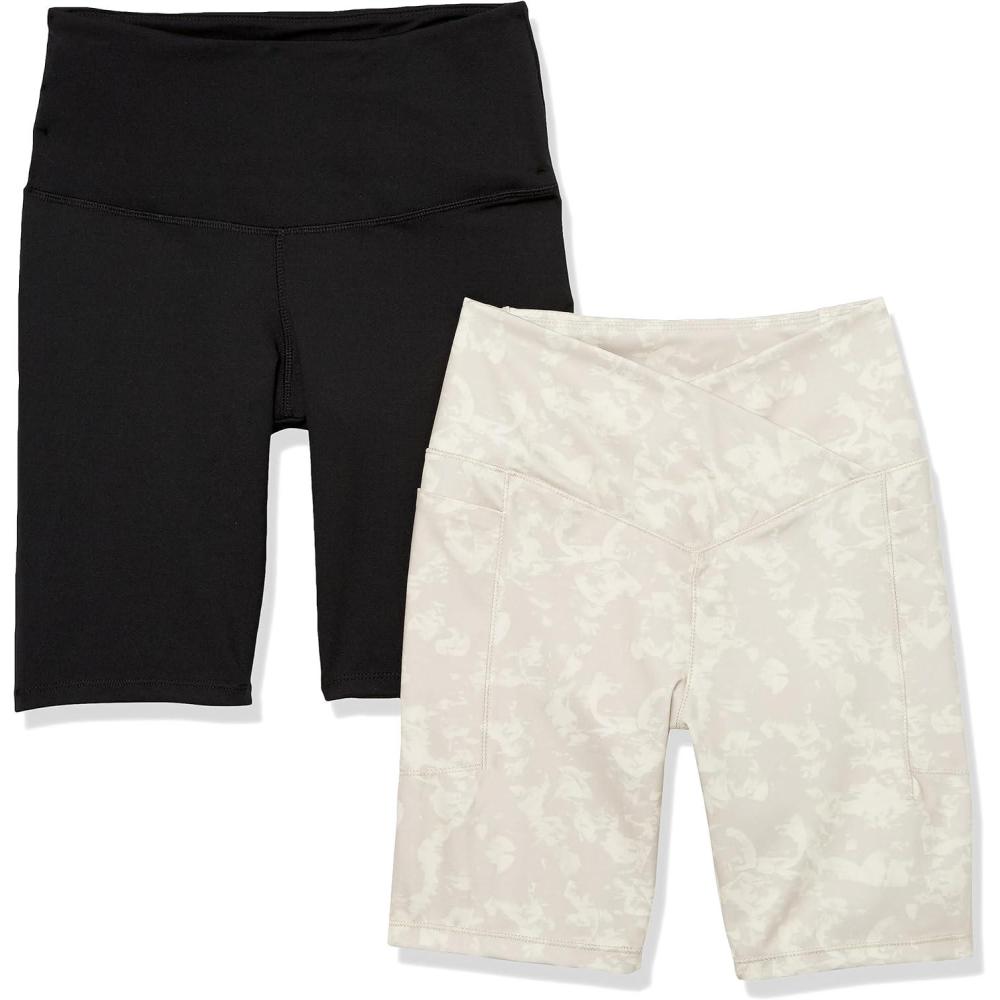 imageDanskin Womens 2Pack 7quot Active Bike ShortsBlack SaltBirch Floral