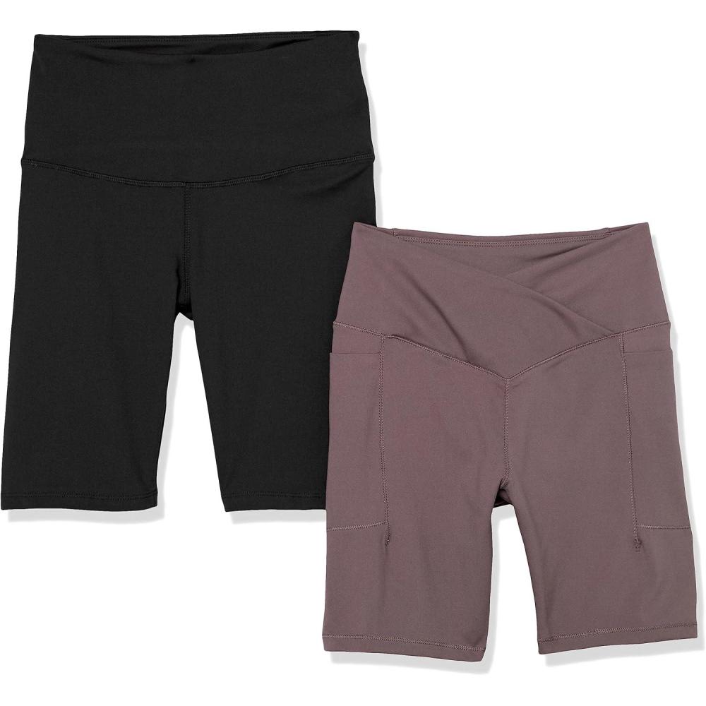 imageDanskin Womens 2Pack 7quot Active Bike ShortsBlack SaltPlum Truffle