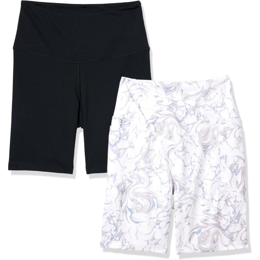 imageDanskin Womens 2Pack 7quot Active Bike ShortsBright White StratosphereBlack Salt