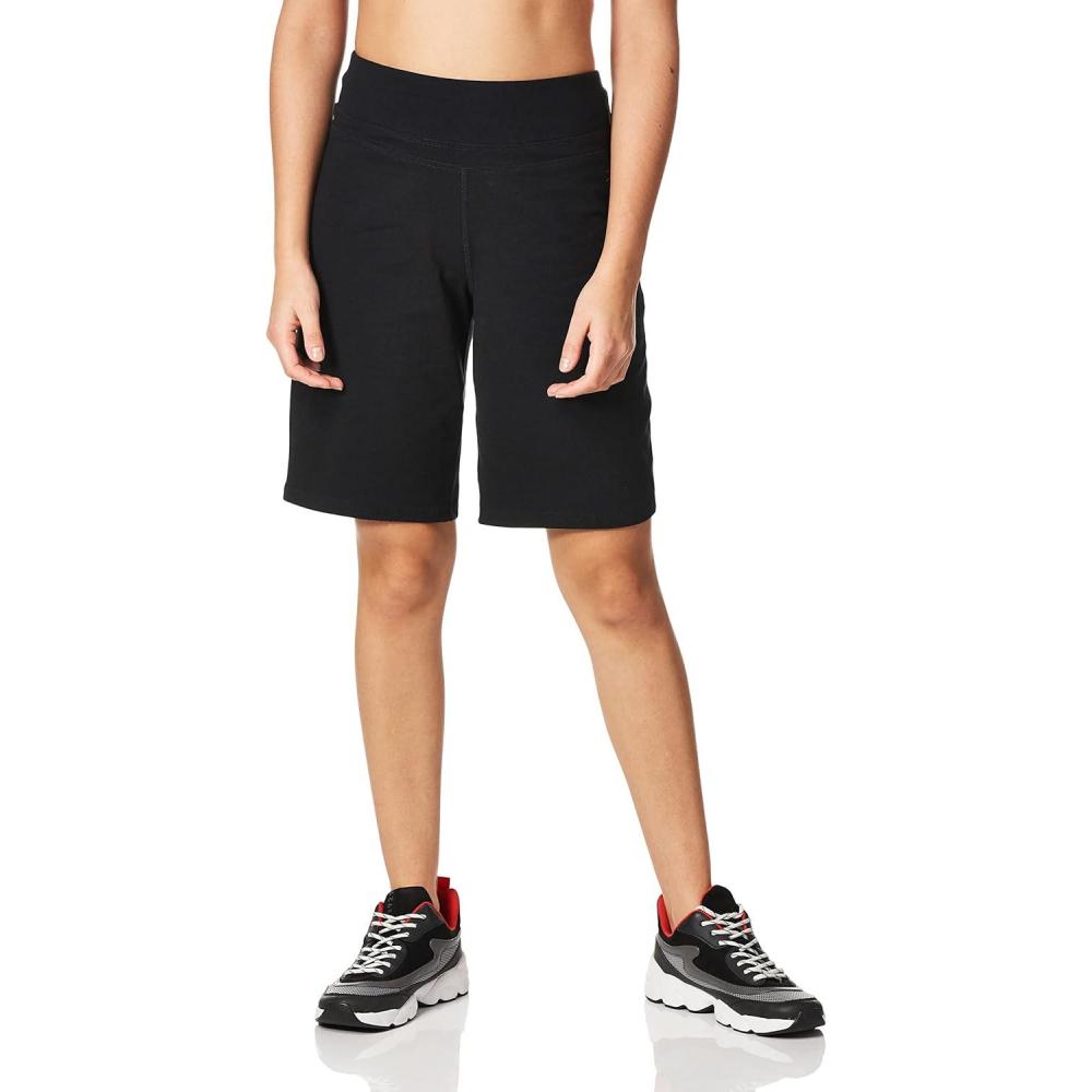 imageDanskin Womens Essential Wide Waistband Bermuda ShortBlack