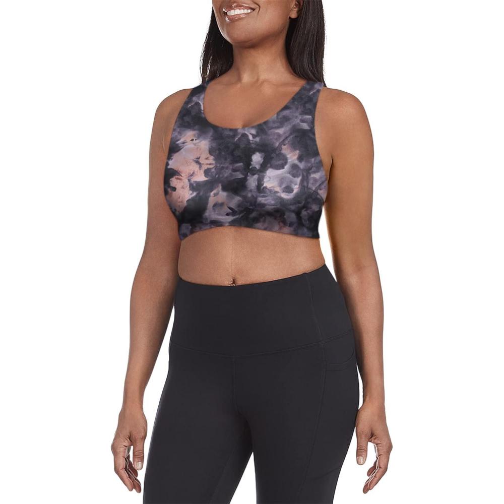 imageDanskin Womens Ice Dye Longline Racerback BraBlack Salt