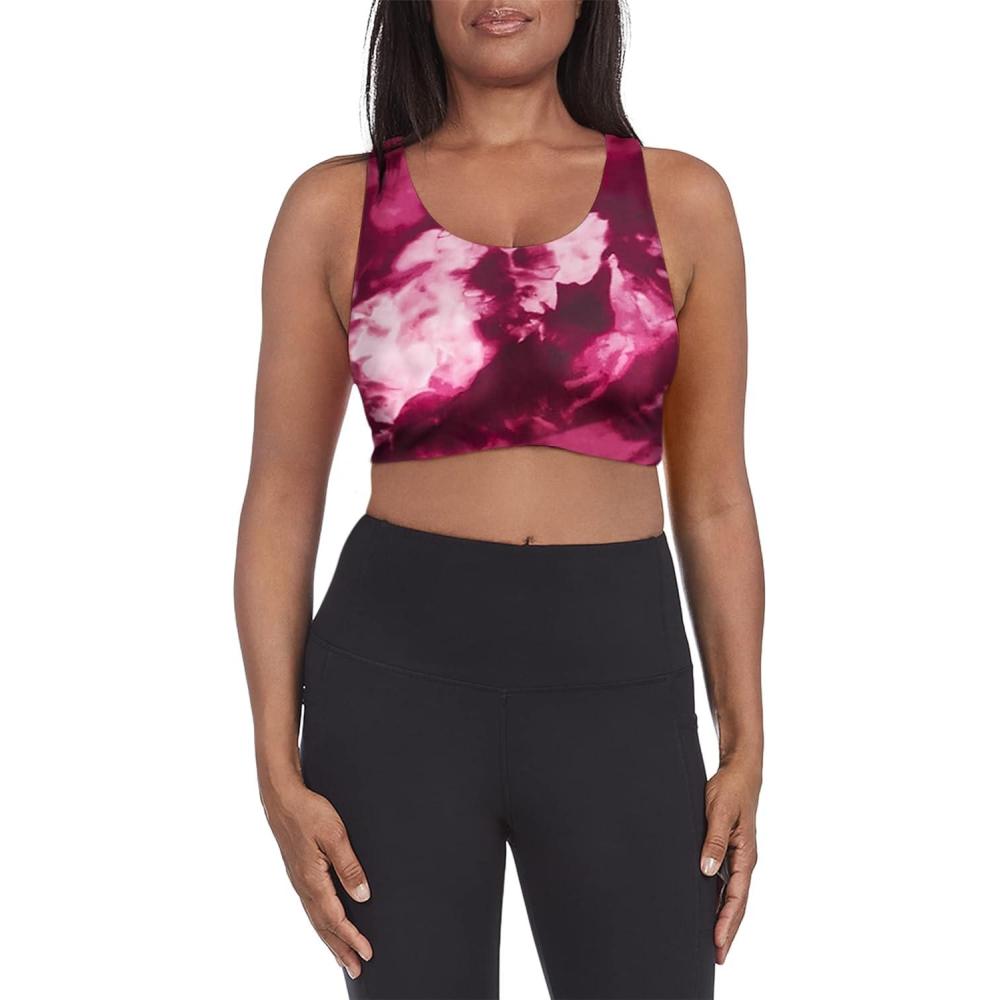 imageDanskin Womens Ice Dye Longline Racerback BraFestival Fuchsia