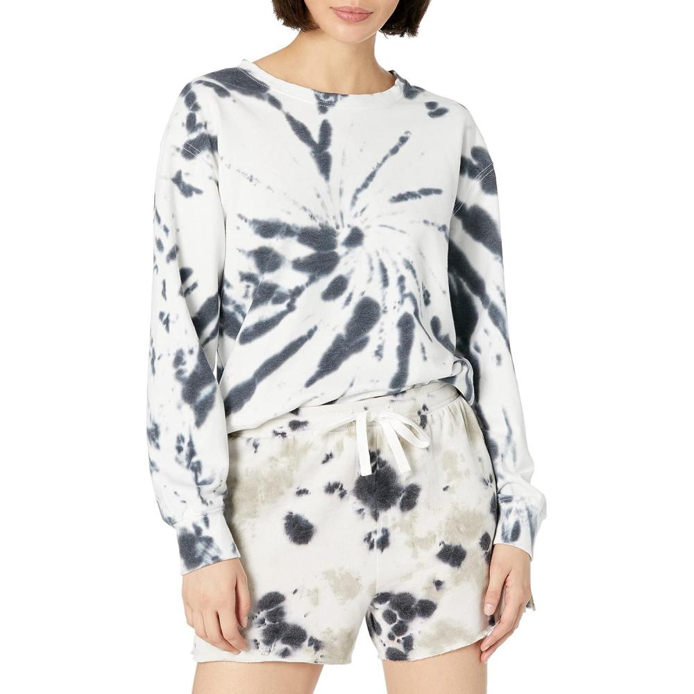 imageDanskin Womens Spiral Print Tiedye Pullover SweatshirtBlack Salt Tie Dye