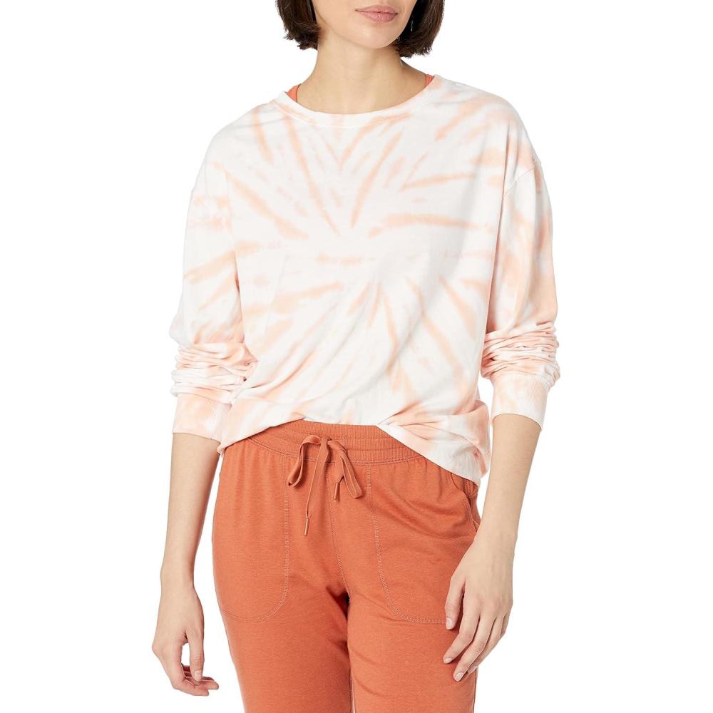 imageDanskin Womens Spiral Print Tiedye Pullover SweatshirtPink Quartz Tie Dye