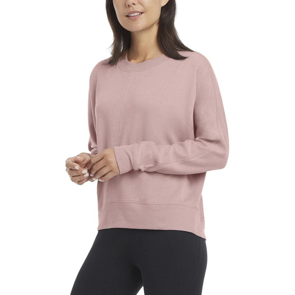 imageDanskin womens Long Sleeve Wash Pullover SweatshirtPeach Pink