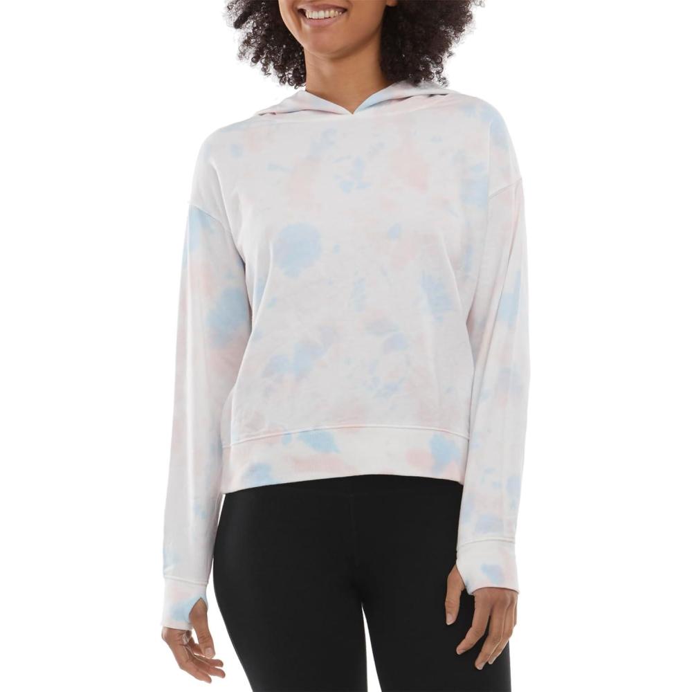 imageDanskin womens Tie Dye Pullover Sweatshirt HoodieBlue Wonder