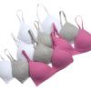 Danskin Girls Training Bra – 3/6 Pack Wirefree Microfiber Molded Cup Bras for Teens with Adjustable Straps (Sizes: 30A-36A)(Light Grey Heather/White/Mulberry- 6pk)