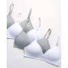 Danskin Girls Training Bra – 4 Pack Wireless Molded Cup Bras for Teens with Adjustable Straps (Sizes 30A-36A)(White/Light Grey Heather – Molded Rib)