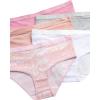 Danskin Girls Underwear Hipster Briefs – 5 Pack Comfort Stretch Breathable Cotton Underwear Hipster Panties for Girls (4-12)(Print/Dusty Pink/Pink Thistle/White/Light Grey Heather)