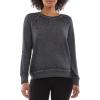 Danskin Women’s Long Sleeve Mineral Wash Pullover Top(Charcoal)