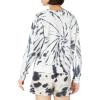 Danskin Women’s Spiral Print Tie-dye Pullover Sweatshirt(Black Salt Tie Dye)