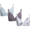 Danskin Girls Training Bra – 3/6 Pack Wirefree Microfiber Molded Cup Bras for Teens with Adjustable Straps (Sizes: 30A-36A)(Textured Print/Grey/Lavender Smoke- 3pk)