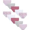 Danskin Girls Underwear Hipster Briefs – 10 Pack Comfort Stretch Breathable Cotton Underwear Hipster Panties for Girls (4-12)(Floral/White/Heather Grey/Lavender)