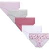 Danskin Girls Underwear Hipster Briefs – 5 Pack Comfort Stretch Breathable Cotton Underwear Hipster Panties for Girls (4-12)(Floral/White/Heather Grey/Lavender)