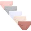 Danskin Girls Underwear Hipster Briefs – 5 Pack Comfort Stretch Breathable Cotton Underwear Hipster Panties for Girls (4-12)(Pink/White/Heather Grey/Dark Pink)