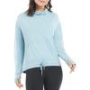 Danskin Women’s Long Sleeve Cowl Neck Pullover(Sea Ice)