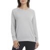 Danskin Women’s Long Sleeve Mineral Wash Pullover Top(Light Grey)