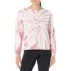 Danskin Women’s Spiral Print Tie-dye Pullover Sweatshirt(Mauve Rose Tie Dye)