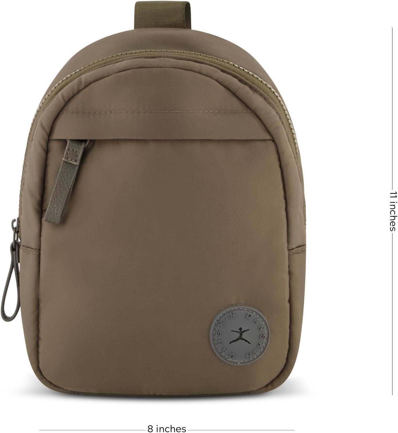 imageDanskin Lowry Sporty Sling Backpack by with Single Strap ampamp Multiple Pockets Army Green One Size