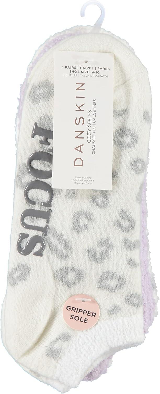 imageDanskin Womens 3Pack Focus Inspirational Cheetah Polytam Double Layer with Back Cozy No Shows 911W Ivory