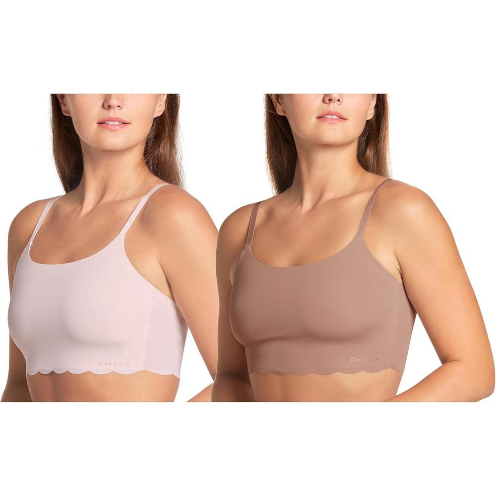 imageDanskin 2 Pack Laser Wirefree Everyday Comfort Lounge Bralette with Removable Pads CottonwoodCrystal Mauve Small