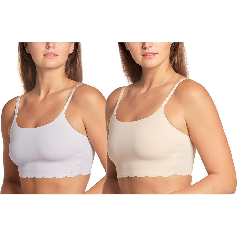 imageDanskin 2 Pack Laser Wirefree Everyday Comfort Lounge Bralette with Removable Pads Fresh PearlVanilla Latte Small