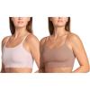 Danskin 2 Pack Laser Wirefree Everyday Comfort Lounge Bralette with Removable Pads (Cottonwood/Crystal Mauve, Small)