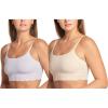 Danskin 2 Pack Laser Wirefree Everyday Comfort Lounge Bralette with Removable Pads (Fresh Pearl/Vanilla Latte, Small)
